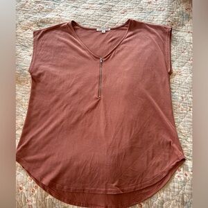 Green Envelope Short Sleeve Top - Terracotta